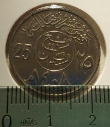 1408(1988) SUUDİ ARABİSTAN 25 HALALA ORJİNAL MADENİ PARASI YY2VV2