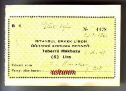 İSTANBUL ERKEK LİSESİ / ÖĞRENCİ KORUMA DERNEĞİ MAKBUZU...