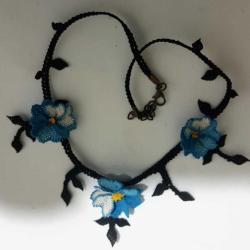 Çiçekli iğne Oyası Kolye Yöresel Otantik Takı