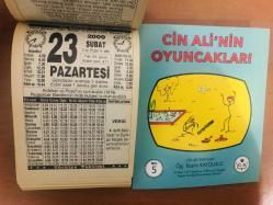 23 Şubat 2009 hediyelik orijinal Türkiye takvim yaprağı (Cin Ali kitabı hediyeli:)
