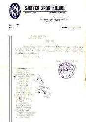 FENERBAHÇE STADI MÜDÜRLÜĞÜNE SARIYER SPOR KULÜBÜ ANTETLİ YAZI...