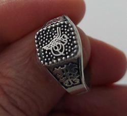 ESKİ DÖNEM MUHTEŞEM OSMANLI TUĞRALI ORİJİNAL MUHTEŞEM YÜZÜK OOO1AA ÇOK NADİR