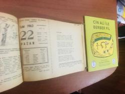 22 Eylül 1963 hediyelik orijinal Ajans Türk takvim yaprağı (Cin Ali kitabı hediyeli:)
