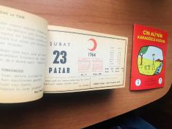 23 Şubat 1964 hediyelik orijinal Kızılay takvim yaprağı (Cin Ali kitabı hediyeli:)