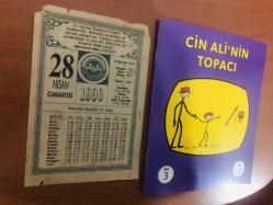 28 Nisan 1990 hediyelik orijinal takvim yaprağı (Cin Ali kitabı hediyeli:)