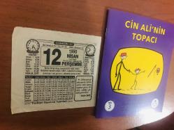 12 Nisan 1990 hediyelik orijinal Türkiye gazetesi takvim yaprağı (Cin Ali kitabı hediyeli:)