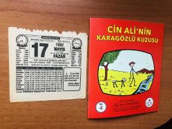 17 Mayıs 1992 orijinal Türkiye gazetesi takvim yaprağı (Cin Ali kitabı hediyeli:)