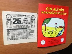 25 Mayıs 1992 orijinal Türkiye gazetesi takvim yaprağı (Cin Ali kitabı hediyeli:)