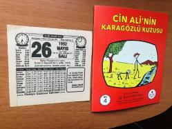 26 Mayıs 1992 orijinal Türkiye gazetesi takvim yaprağı (Cin Ali kitabı hediyeli:)
