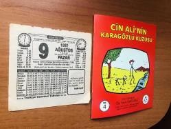 9 Ağustos 1992 orijinal Türkiye gazetesi takvim yaprağı (Cin Ali kitabı hediyeli:)