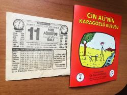 Efemera - 11 Ağustos 1992 orijinal Türkiye gazetesi takvim yaprağı (Cin Ali kitabı hediyeli:) - kitantik - kitaLog