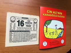 16 Ağustos 1992 orijinal Türkiye gazetesi takvim yaprağı (Cin Ali kitabı hediyeli:)