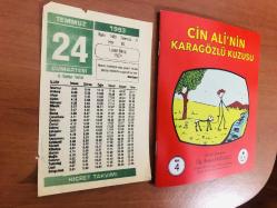 24 Temmuz 1993 orijinal Hicret takvim yaprağı (Cin Ali kitabı hediyeli:)