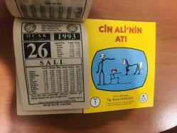 26 Ocak 1993 orijinal İmam Hatip takvim yaprağı (Cin Ali kitabı hediyeli:)