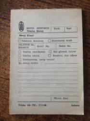 HOTEL DEDEMEN (DEDEMAN) - TELEFON MESAJI NOT KAĞIDI