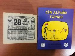 28 Temmuz 1995 orijinal Türkiye gazetesi takvim yaprağı (Cin Ali kitabı hediyeli:)