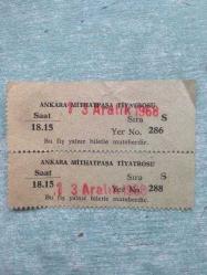 ANKARA MİTHATPAŞA TİYATROSU -  13 ARALIK 1968 - OYUN BİLETİ (2 ADET)