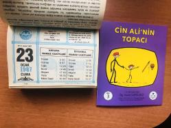 23 Ocak 1987 hediyelik orijinal Diyanet takvim yaprağı (Cin Ali kitabı hediyeli:)