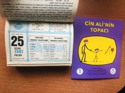 25 Ocak 1987 hediyelik orijinal Diyanet takvim yaprağı (Cin Ali kitabı hediyeli:)