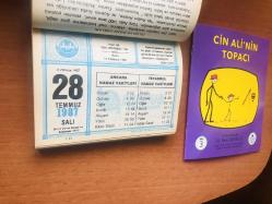 28 Temmuz 1987 hediyelik orijinal Diyanet takvim yaprağı (Cin Ali kitabı hediyeli:)