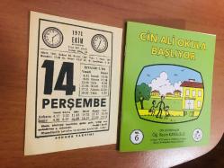 14 Ekim 1971 hediyelik orijinal Sönmez takvim yaprağı (Cin Ali kitabı hediyeli:)