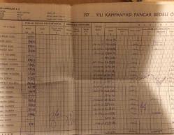 TÜRKİYE ŞEKER FABRİKALARI A.Ş. ERZURUM, ARALIK BÖLGESİ ARALIK KÖYÜ 30 KİŞİNİN ALIM BORDROSU 1980Lİ YILLAR