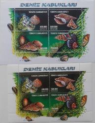 2002 DENİZ KABUKLARI YERLİ VE YABANCI BASKI HATIRA BLOKLARI MNH İKİSİ BİR ARADA ÇOK ÇOK NADİR
