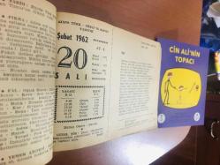 20 Şubat 1962 hediyelik orijinal Ajans Türk takvim yaprağı (Cin Ali kitabı hediyeli:)