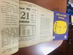 21 Şubat 1962 hediyelik orijinal Ajans Türk takvim yaprağı (Cin Ali kitabı hediyeli:)