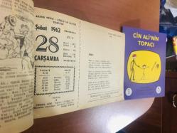 28 Şubat 1962 hediyelik orijinal Ajans Türk takvim yaprağı (Cin Ali kitabı hediyeli:)