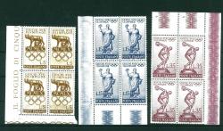 1960 Yılı İtalya Roma Olimpiyat Oyunları Spor Kompleksleri ve Heykel Konulu Pul Seti 4'lü Blok DBL