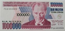 7.EMİSYON 3.TİP P14 TAKIM AYAĞI 1.000.000 TÜRK LİRASI P14953569 ÇİL ÇOK NADİR 2024 KATALOK DEĞERİ;3.500 DOLAR