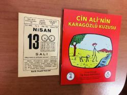 13 Nisan 1982 orijinal küçük boy Saatli Maarif takvim yaprağı (Cin Ali kitabı hediyeli:)