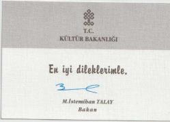 Kartvizit: M. İstemihan Talay - Kültür Bakanı