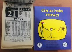 21 Şubat 1999 hediyelik orijinal İmam Hatip takvim yaprağı (Cin Ali kitabı hediyeli:)