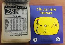 28 Şubat 1999 hediyelik orijinal İmam Hatip takvim yaprağı (Cin Ali kitabı hediyeli:)