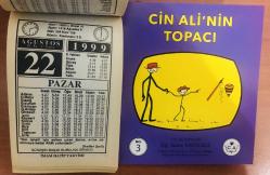 22 Ağustos 1999 hediyelik orijinal İmam Hatip takvim yaprağı (Cin Ali kitabı hediyeli:)