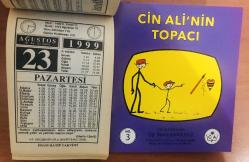 23 Ağustos 1999 hediyelik orijinal İmam Hatip takvim yaprağı (Cin Ali kitabı hediyeli:)