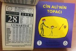 28 Ağustos 1999 hediyelik orijinal İmam Hatip takvim yaprağı (Cin Ali kitabı hediyeli:)