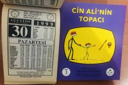 30 Ağustos 1999 hediyelik orijinal İmam Hatip takvim yaprağı (Cin Ali kitabı hediyeli:)
