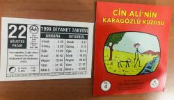 22 Ağustos 1999 hediyelik orijinal Diyanet takvim yaprağı (Cin Ali kitabı hediyeli:)
