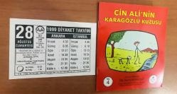 28 Ağustos 1999 hediyelik orijinal Diyanet takvim yaprağı (Cin Ali kitabı hediyeli:)