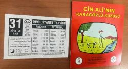 31 Ağustos 1999 hediyelik orijinal Diyanet takvim yaprağı (Cin Ali kitabı hediyeli:)