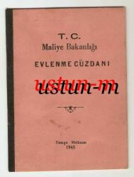 1946 MALİYE BAKANLIĞI EVLENME CÜZDANI...