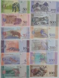 2017 VENEZUELLA 2-5-10-20-50-50-100-100-200-500-500-1000 BOLİVARES ORİJİNAL PARA SETİ 12 ADET ÇİLL