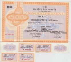 Maliye Bakanlığı Nama Yazılı Tasarruf Bonosu 1964 Mali Yılı Beş Yüz Lira