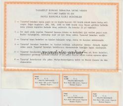 Maliye Bakanlığı Nama Yazılı Tasarruf Bonosu 1964 Mali Yılı Beş Yüz Lira