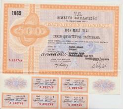 Maliye Bakanlığı Nama Yazılı Tasarruf Bonosu 1965 Mali Yılı Beş Yüz Lira