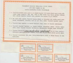 Maliye Bakanlığı Nama Yazılı Tasarruf Bonosu 1965 Mali Yılı Beş Yüz Lira