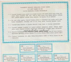 Maliye Bakanlığı Nama Yazılı Tasarruf Bonosu 1966 Mali Yılı Yüz Lira